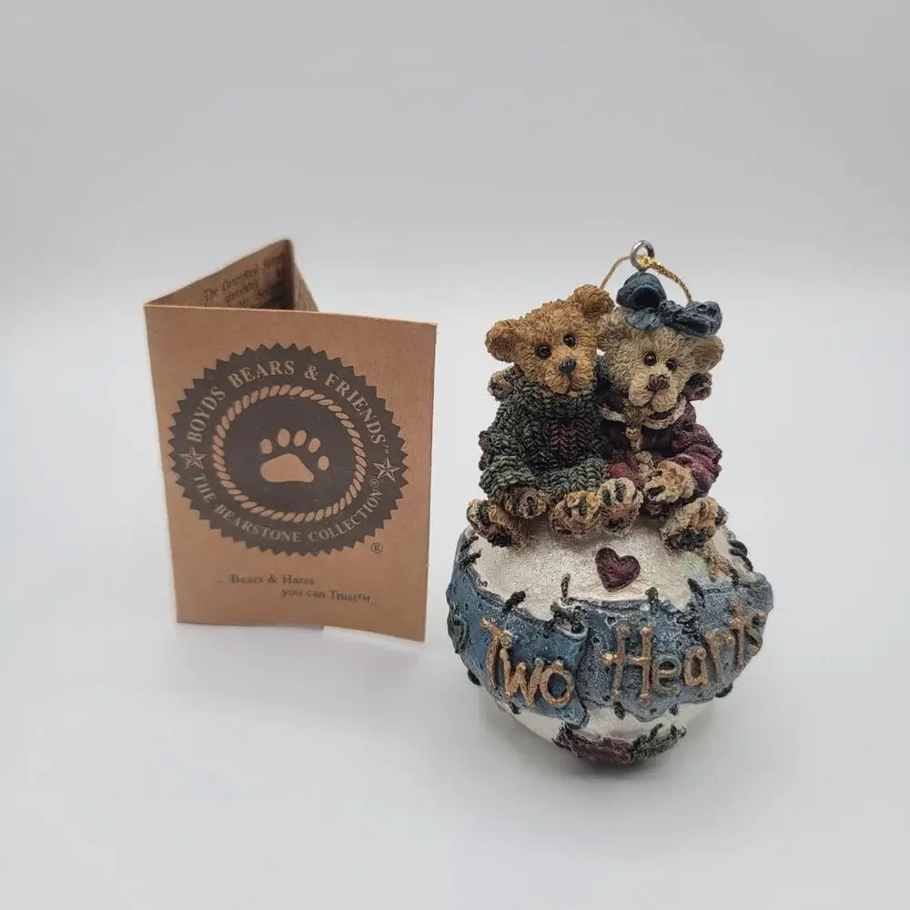 VTG Boyds Bears Bearstone Collection Two Hearts George & Gracie Ornament w/ Box
